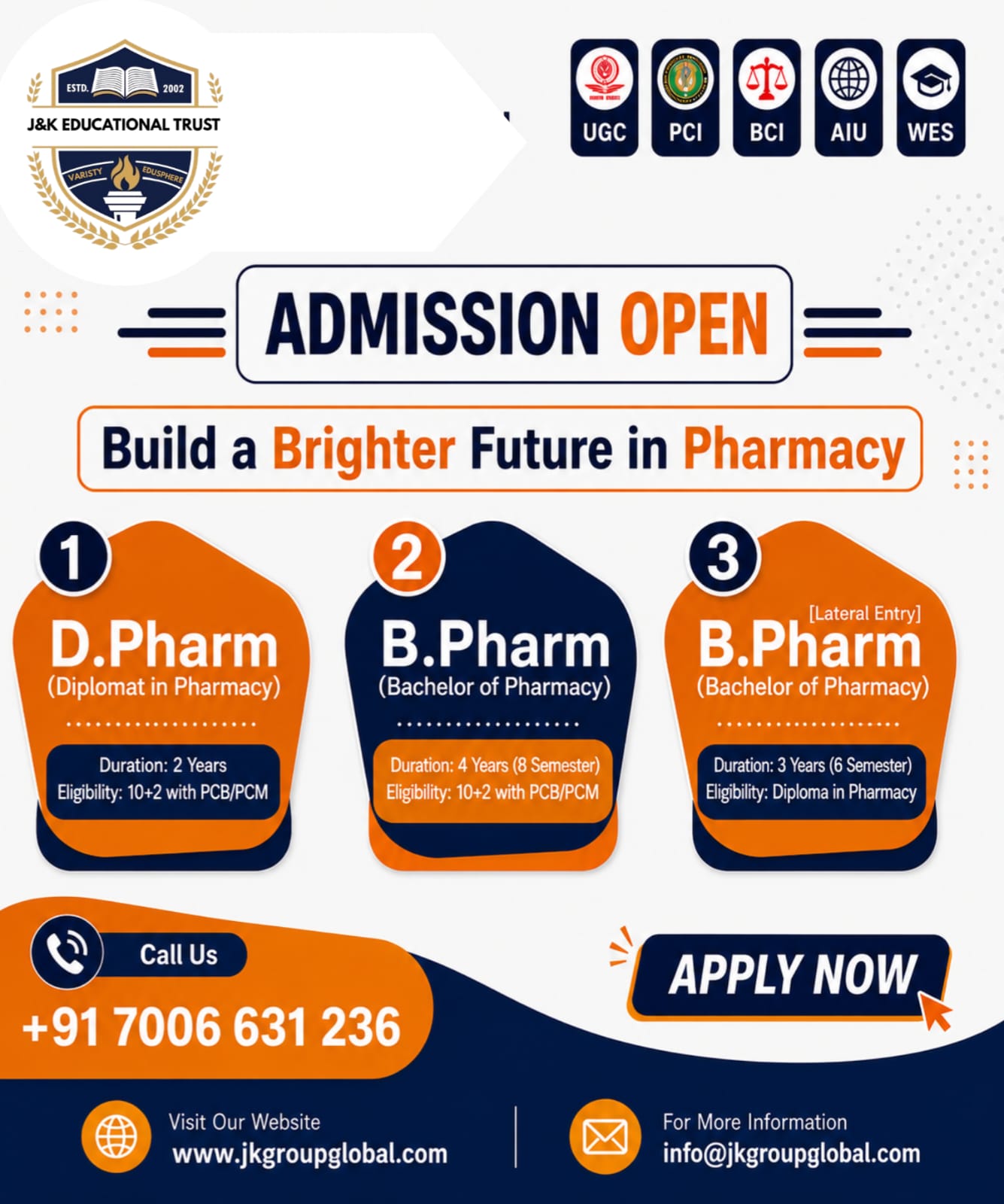 D. PHARMA , B.PHARMA , M.PHARMA